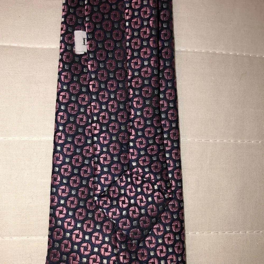 DuPont Teflon Teen Young Child Neck Clip On Textured Tie Navy Pink White